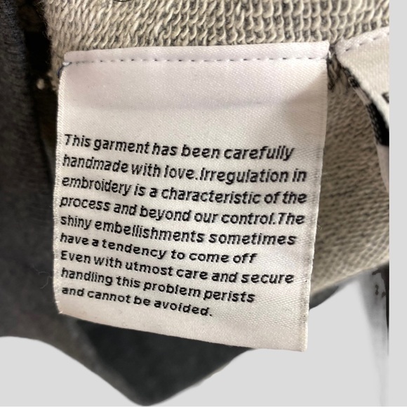 Hemant & Nandita Grey Sweatshirt with Crystal Jewel Embellishments - Picture 5 of 7